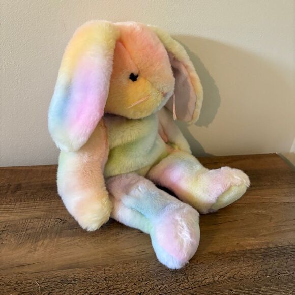 Ty Tie Dye Pastel Hippie Beanie Buddy Bunny Rabbit Vintage Stuffed Animal Plush - Picture 5 of 10